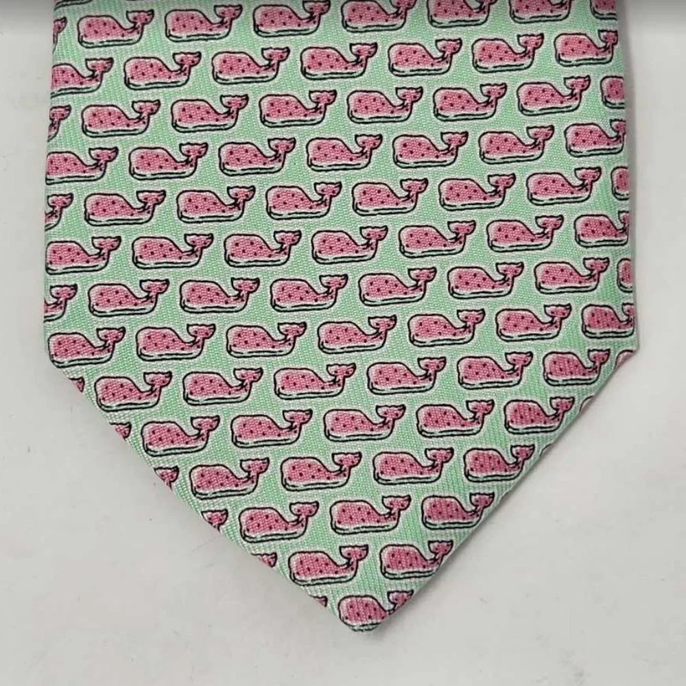 New boys Vineyard Vines classic Watermelon whale printed silk tie